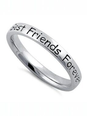 Best Friends Forever BFF Ring 2.7 mm Band 925 Sterling Silver Women's